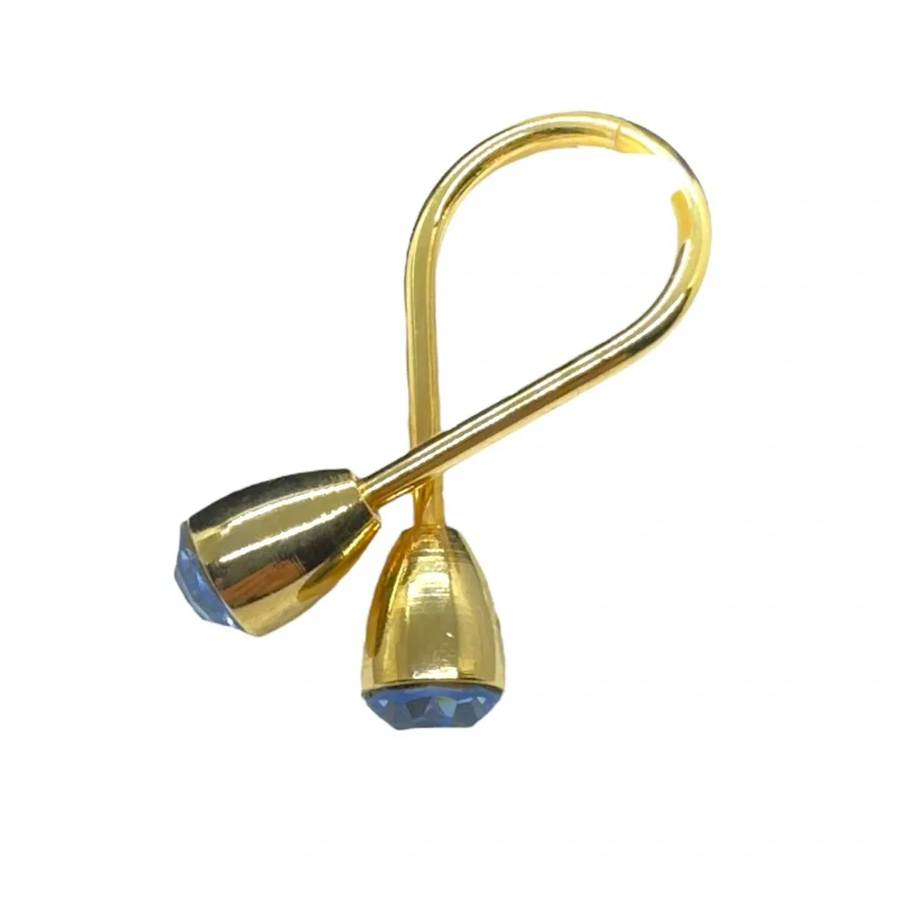 Vintage Gold Tone & Blue Crystal Key Holder - Picture 4 of 5